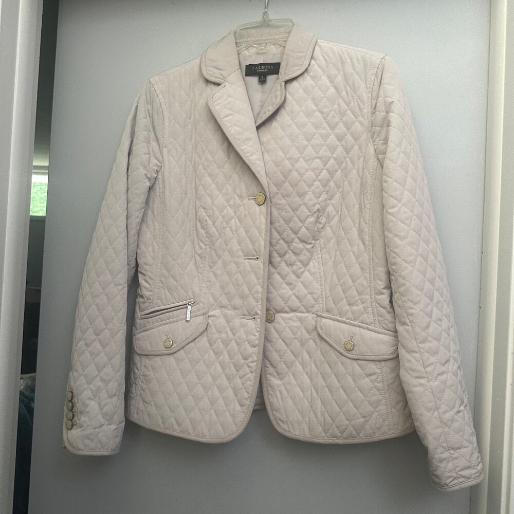 Talbots Light Grey Quilted Jacket sz 6- Never worn in Perfect Condition